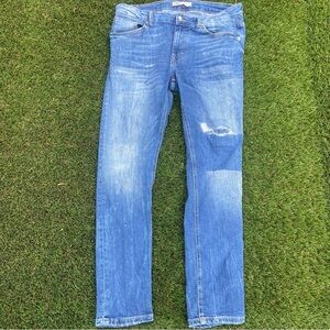 Zara Men’s Skinny Jeans Platter Paint Distressed Sz 34 Cotton